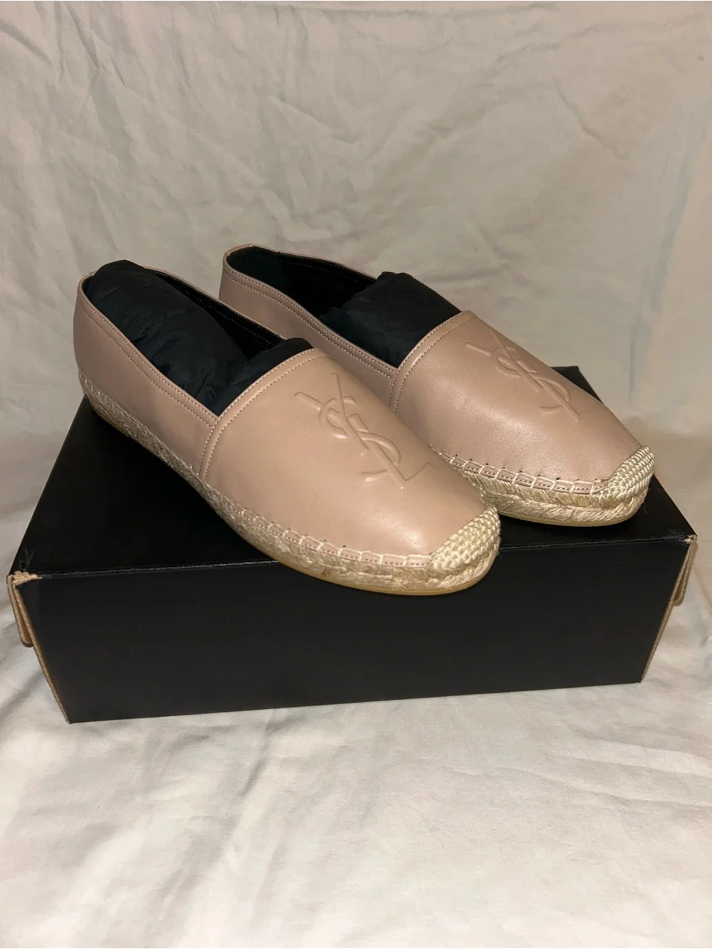 Saint Laurent Blush Leather Espadrille Flats